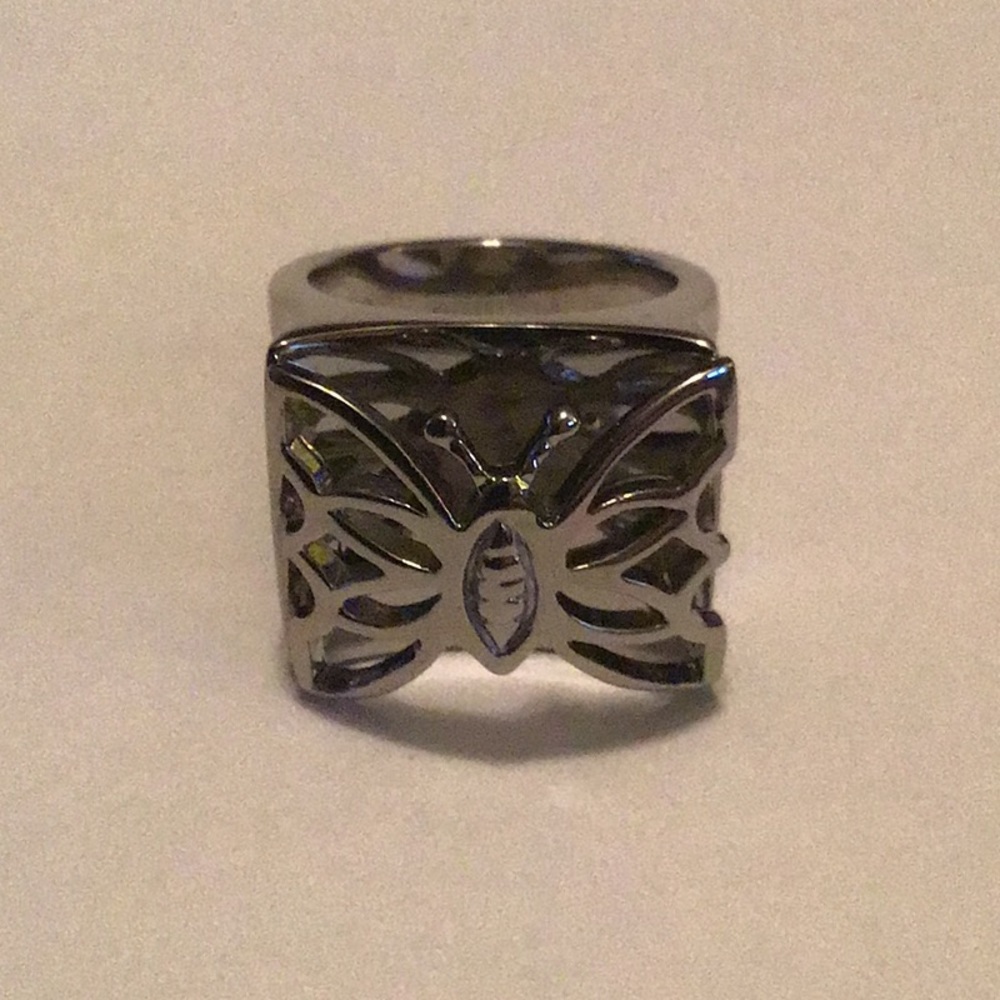 Stainless Steel Silver Butterfly Ring QVC HSN 7.5